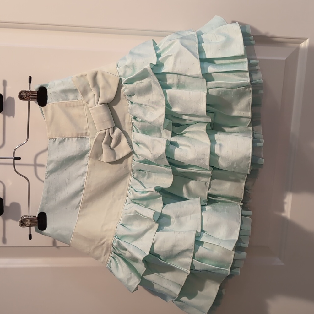 Angelic pretty mint ruffle drop waist skirt